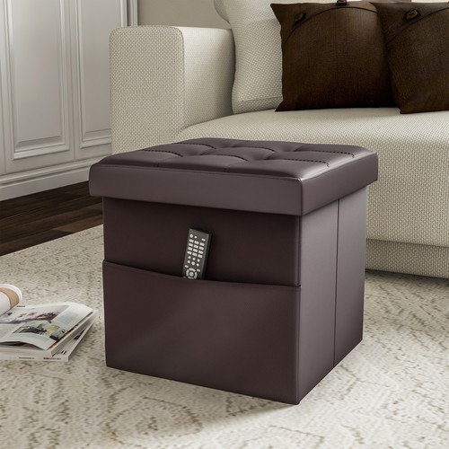 Foldable storage ottoman - foldable, dark