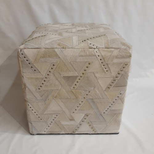Handmade cowhide leather pouf