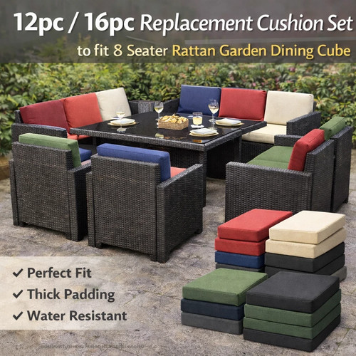 Rattan garden cushion set - cushion,
