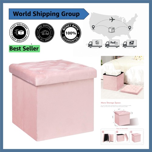 Foldable velvet tufted storage - velvet,